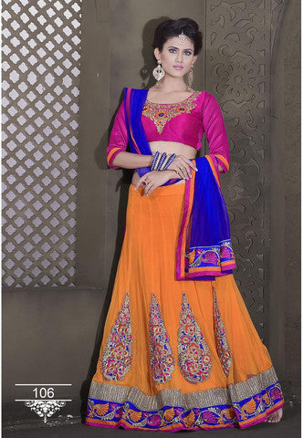 Magnificient Orange Color Wedding Wear Designer Lehenga Choli