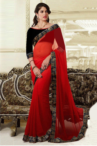 Quantity wama fashion latest designer red colour saree