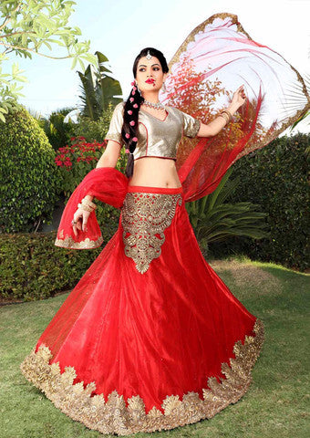 Rahi Red Net A Line Lehenga Choli