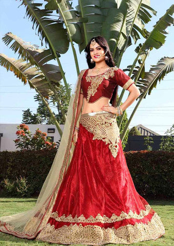 Rahi Red Net A Line Lehenga Choli